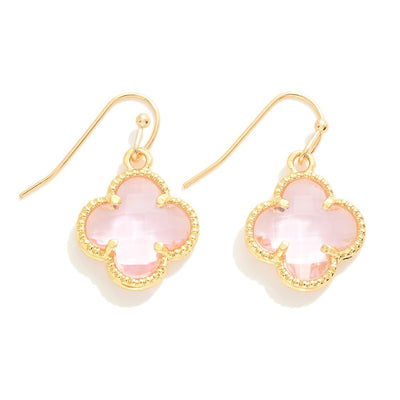Glass Crystal Clover Drop Earrings
