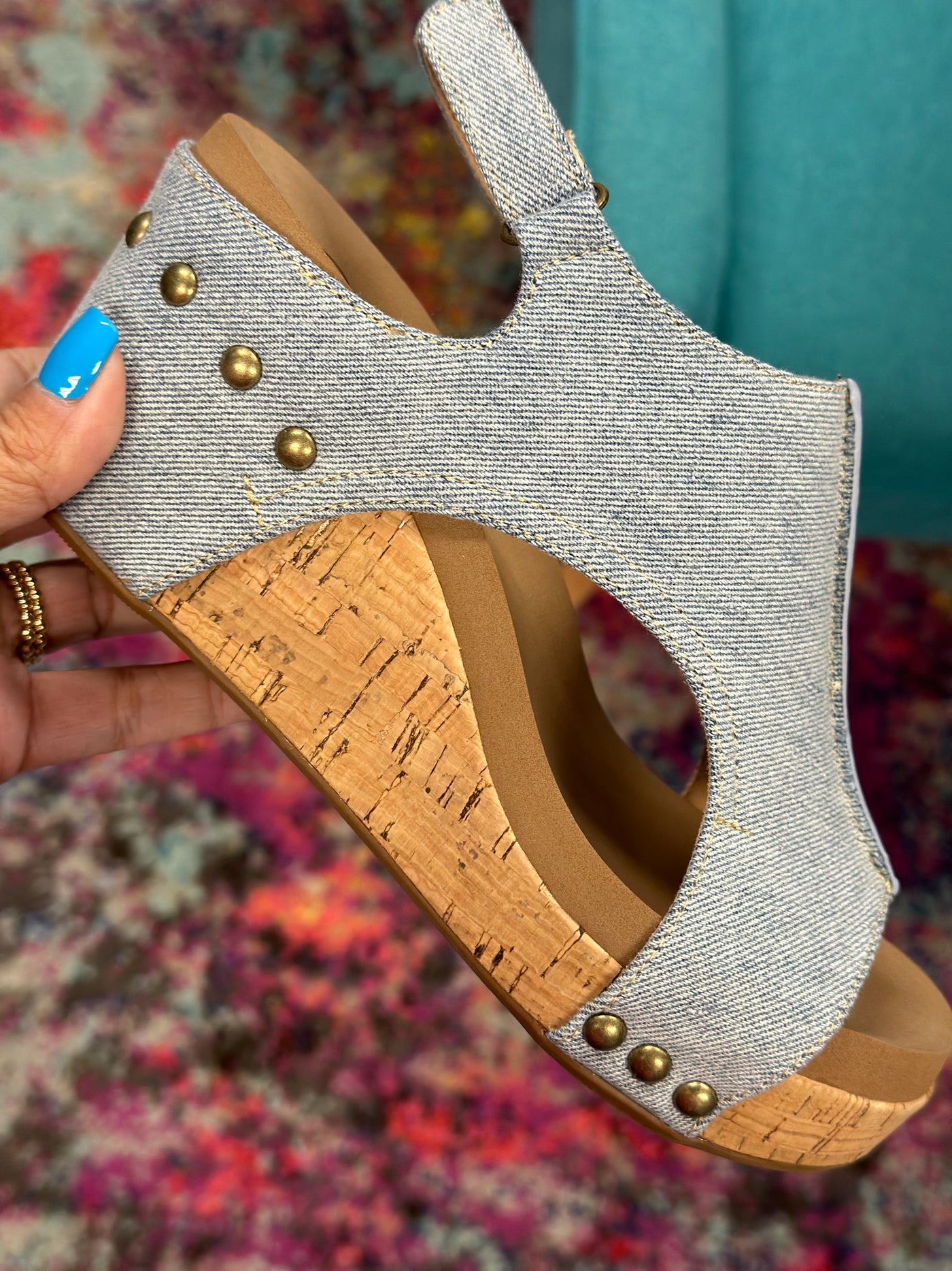 Corky's Carley Blue Denim Wedge