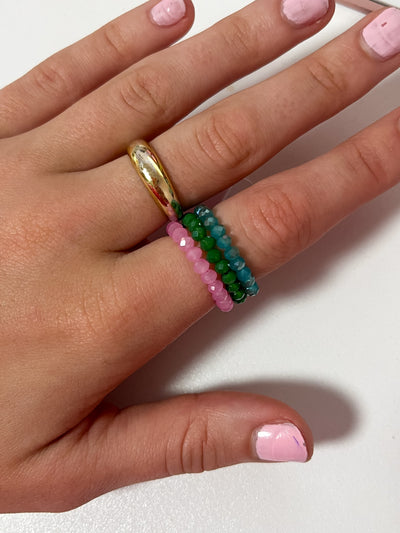 3 Set of Beaded Crystal Rings