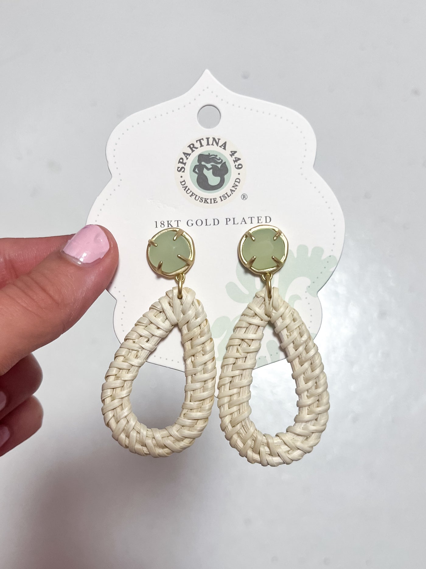 Spartina Poolside Wicker Earrings Seafoam