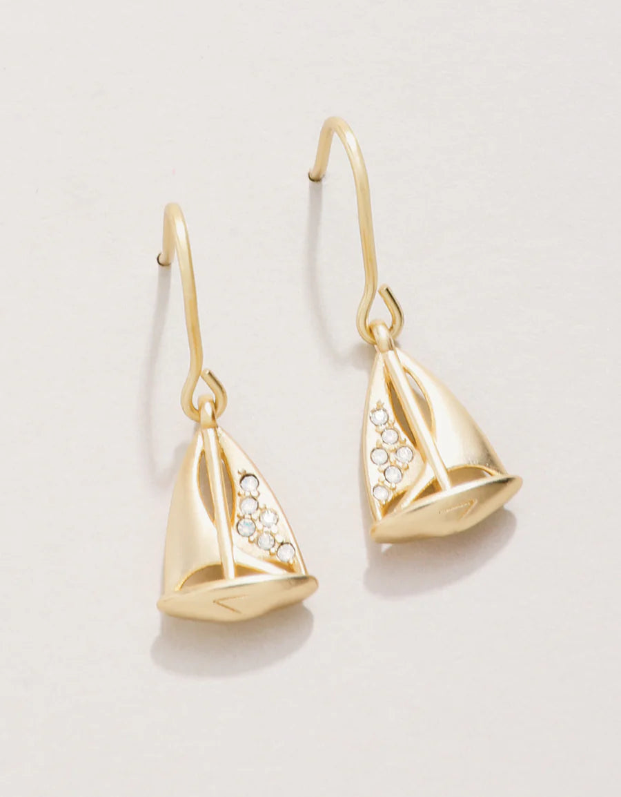 Spartina Little Sailboat Earrings White Opal