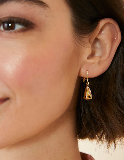 Spartina Little Sailboat Earrings White Opal