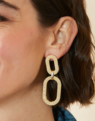 Spartina Straw Link Earrings Natural