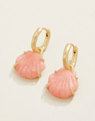 Spartina Carved Shell Convertible Hoops Coral