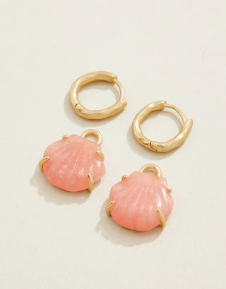 Spartina Carved Shell Convertible Hoops Coral
