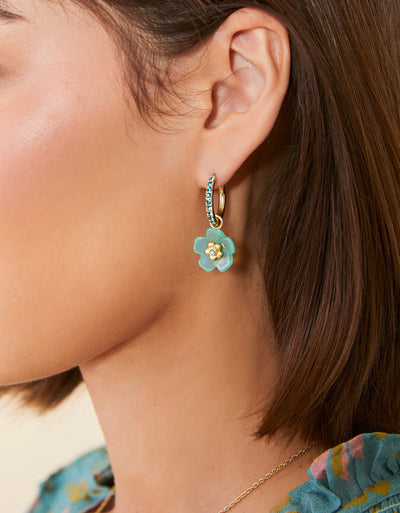 Spartina Yarrow Flower Earrings Sea Foam