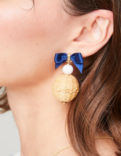 Spartina Bow Bauble Earrings Blue/Natural
