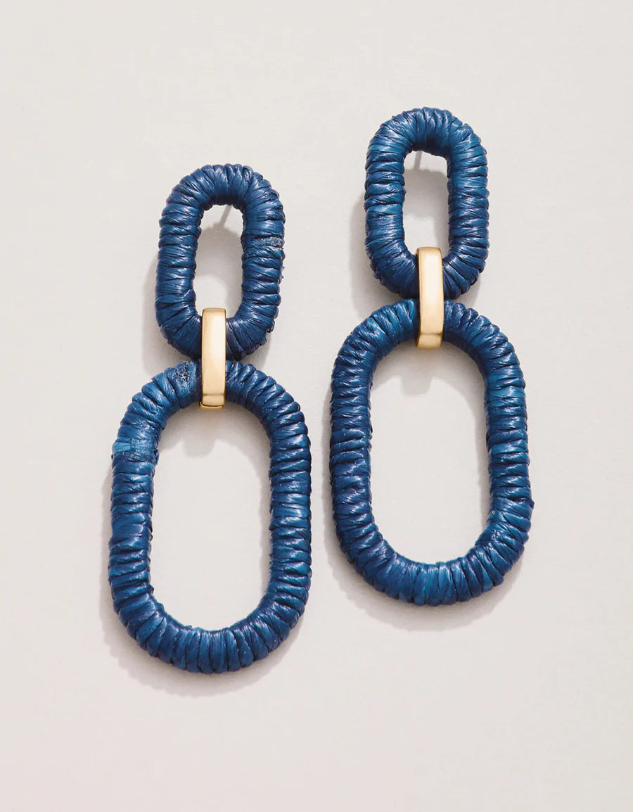 Spartina Straw Link Earrings Navy