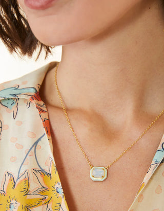 Spartina Clara Window Necklace 17” White Opal