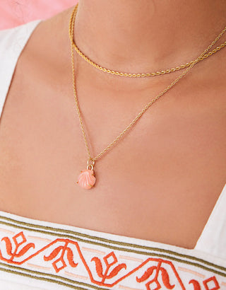 Spartina Carved Shell Necklace 18” Coral
