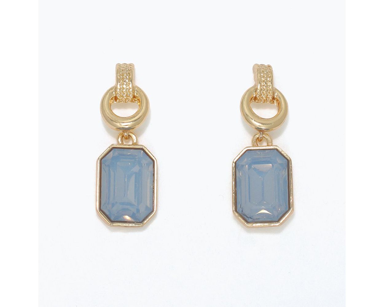 Blue Crystal Stud Drop Earrings