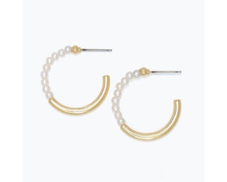 Gold & Pearl Split Hoop Earrings