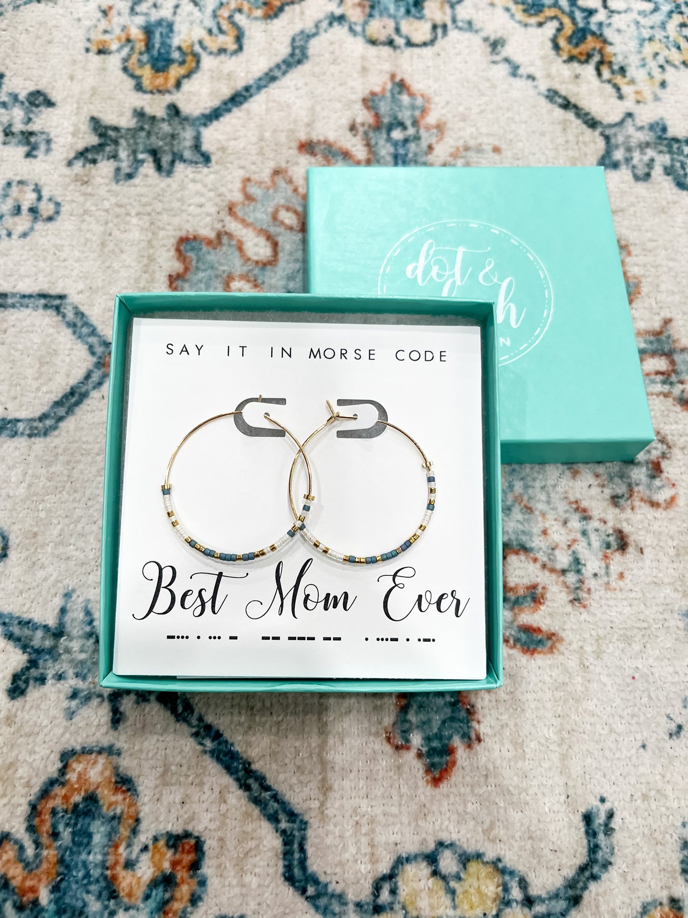 Dot & Dash Best Mom Ever Hoop Earrings