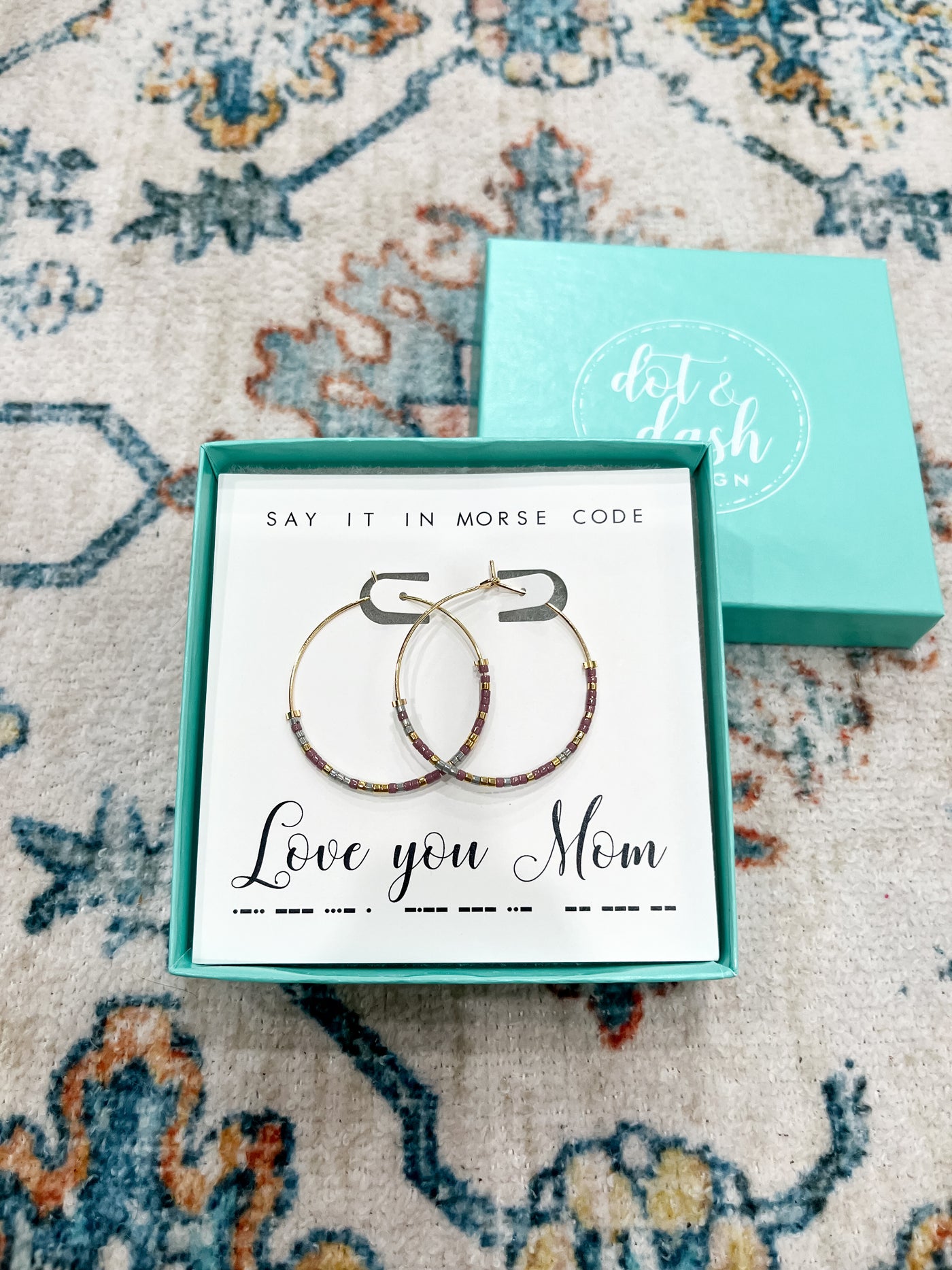 Dot & Dash Love You Mom Hoop Earrings