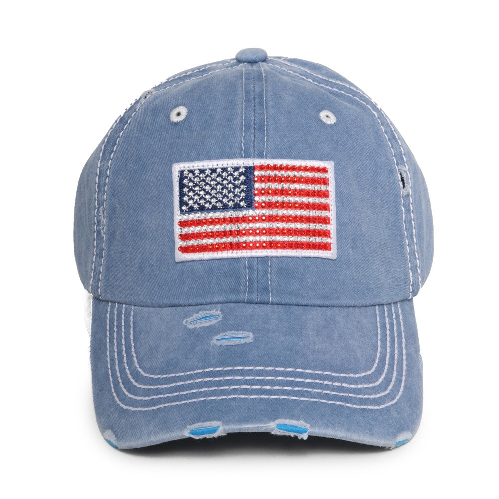 American Flag Patch Distressed Baseball Cap