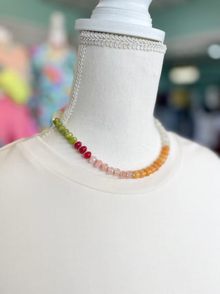 Spartina Sawyer Stone 17” Pink & Green Stone Necklace