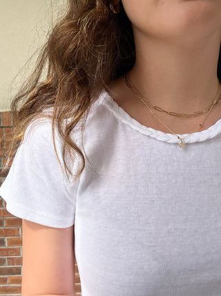 Hatley Braided Neck Tee - White
