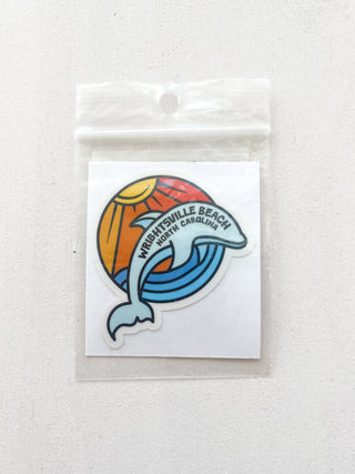 Wrightsville Beach NC Sunset Dolphin Sticker