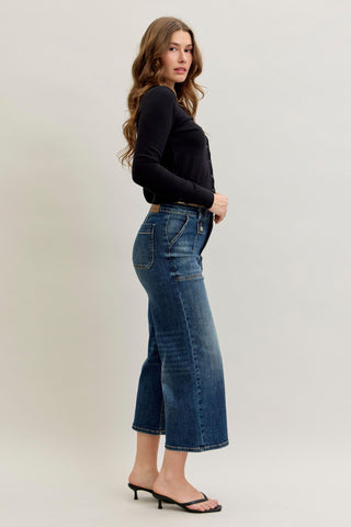Judy Blue High Waist Wide Crop Utility
