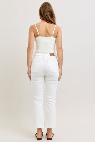 Judy Blue White High Waist Kick Flare
