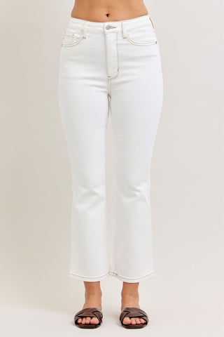 Judy Blue White High Waist Kick Flare