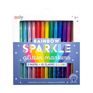 Rainbow Sparkle Glitter Markers - Set of 15
