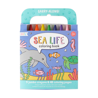 Carry Along! Coloring Book and Crayon Set - Sea Life - Set of 9 Crayons