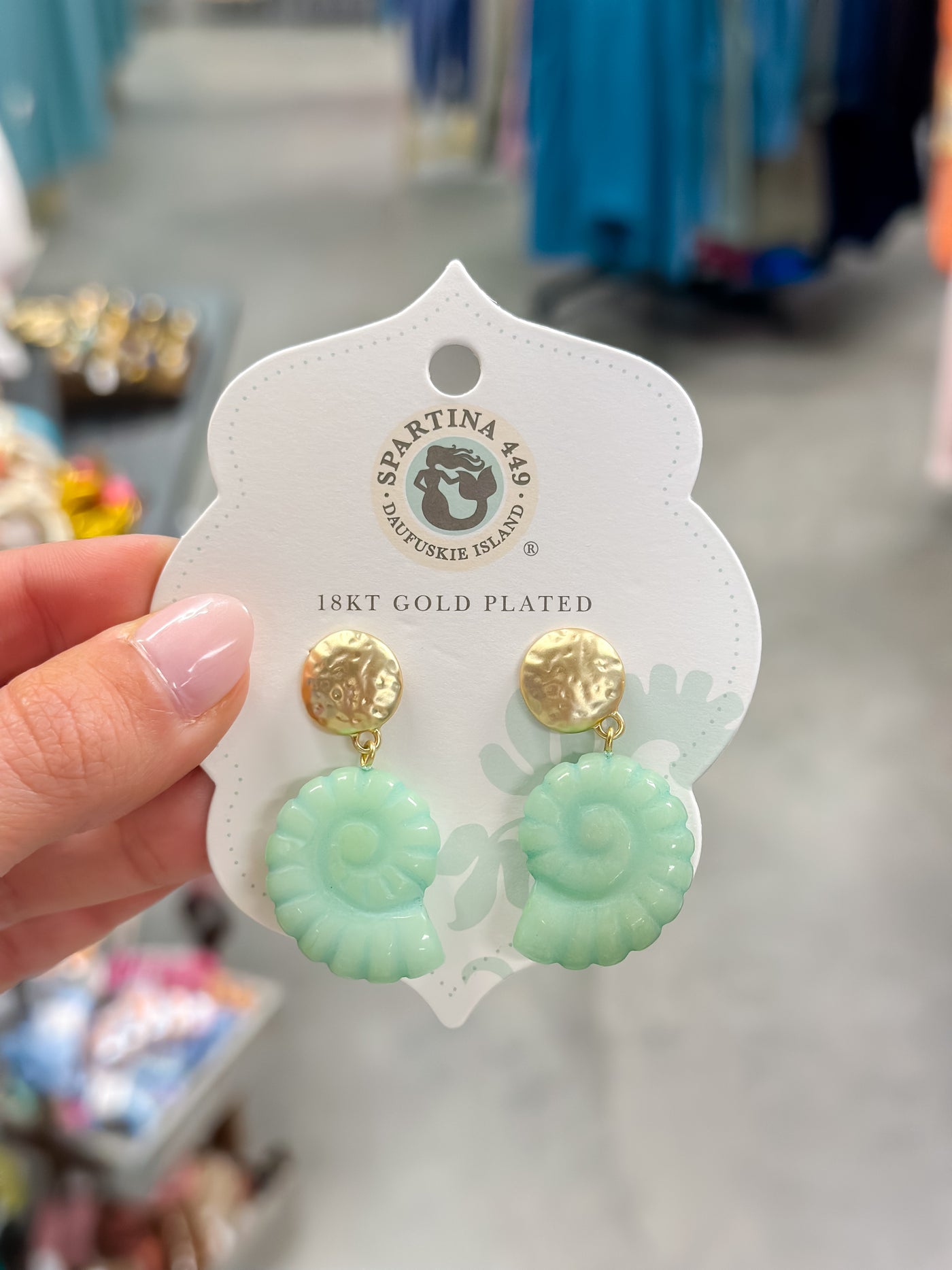 Spartina Carved Moon Shell Earrings Jade