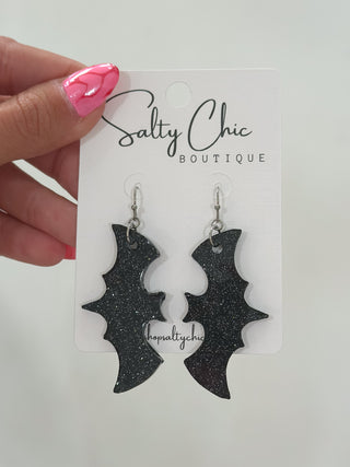 Black Bats Resin Earrings