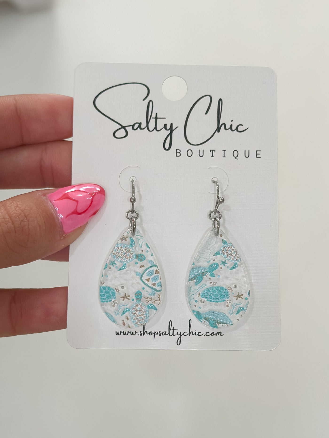 Mini Sea Turtle Resin Earrings