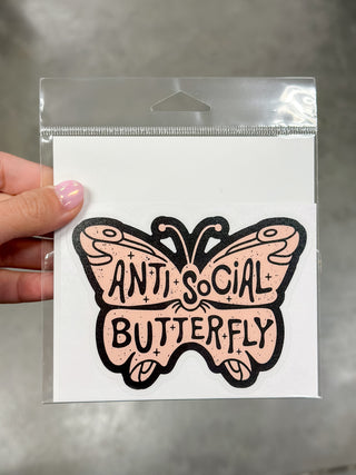 Anti Social Butterfly Sticker