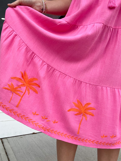 Umgee Palm Embroidered Maxi Dress