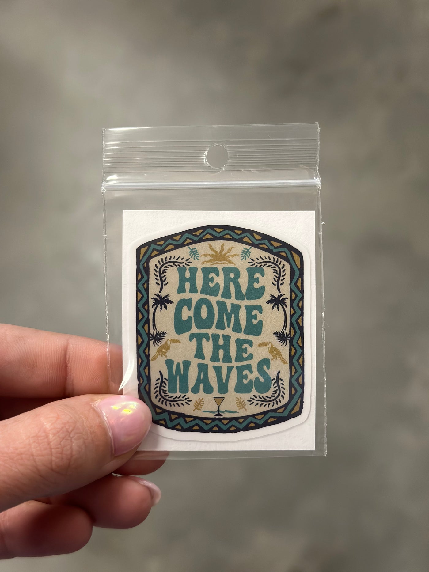 Here comes the waves sticker
