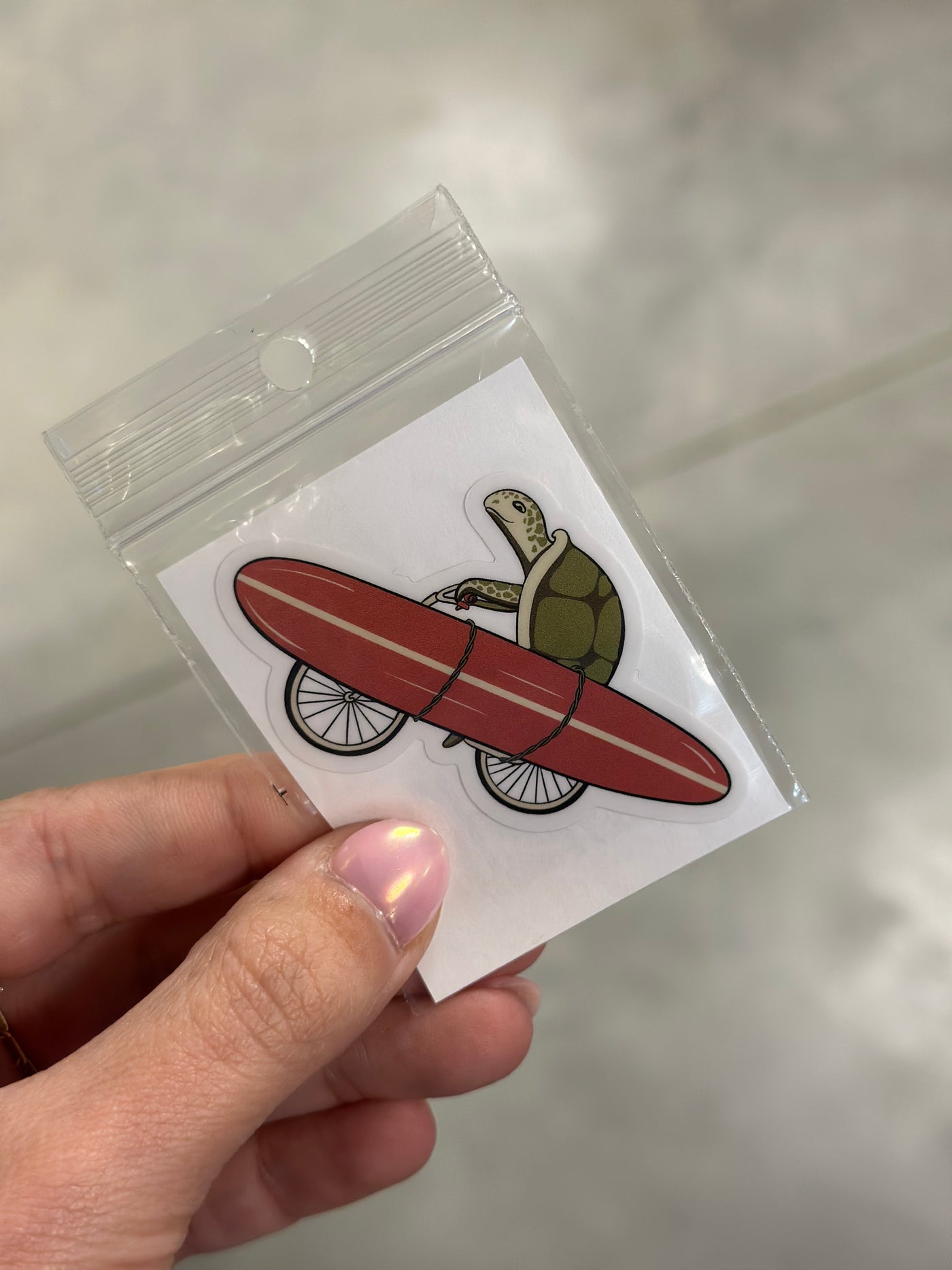 Turtle with Surfboard on bike Sticker