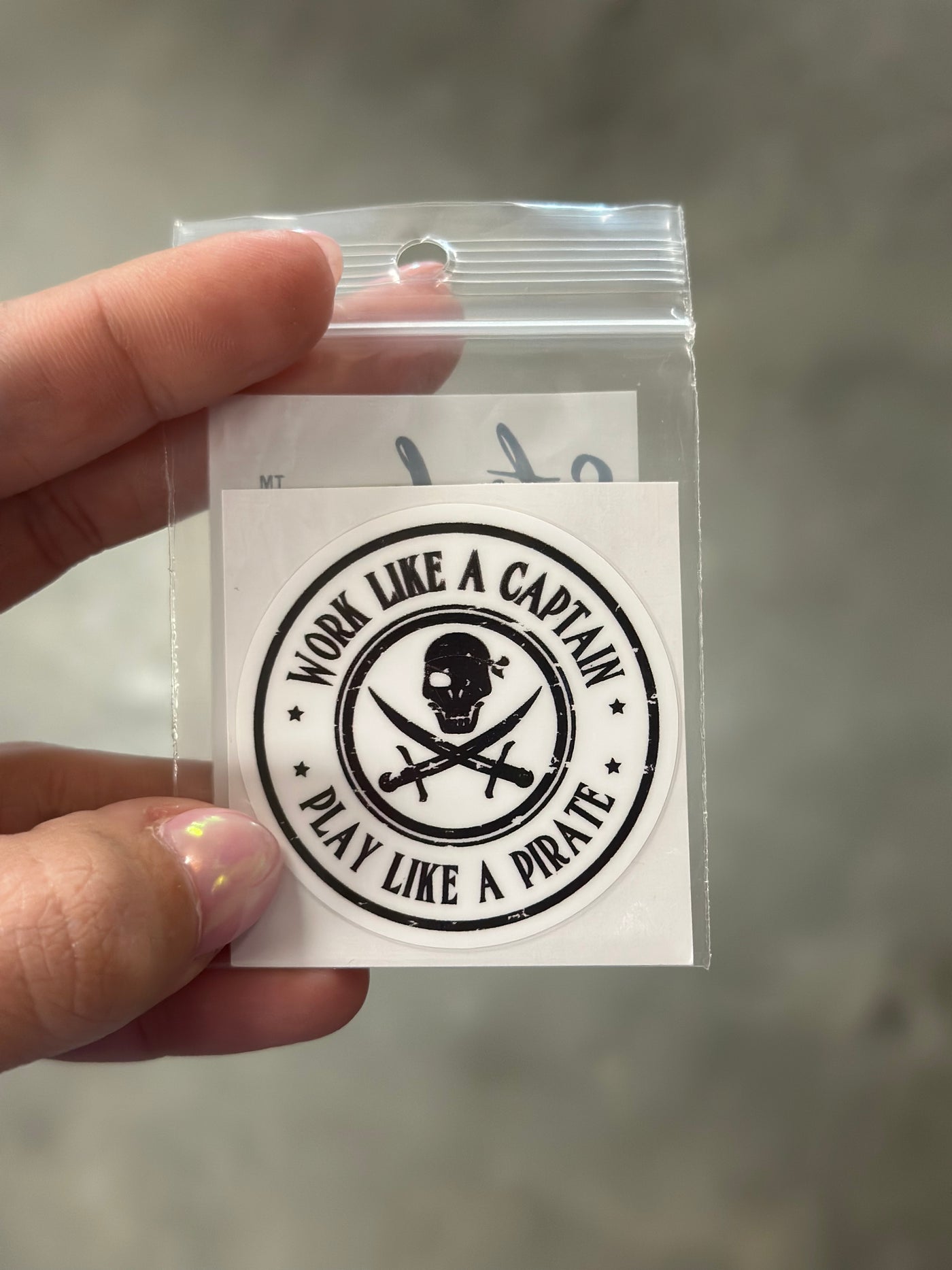 Work like a captain play like a pirate sticker