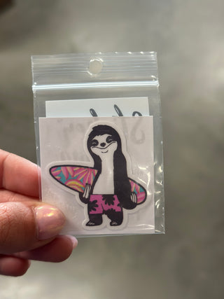 Sloth with Surfboard Sticker