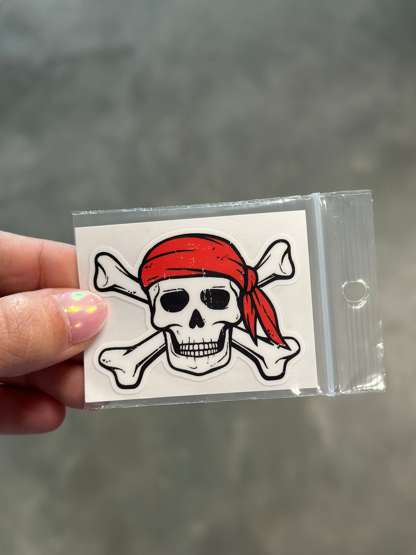 Pirate Skull-Red Headband Sticker
