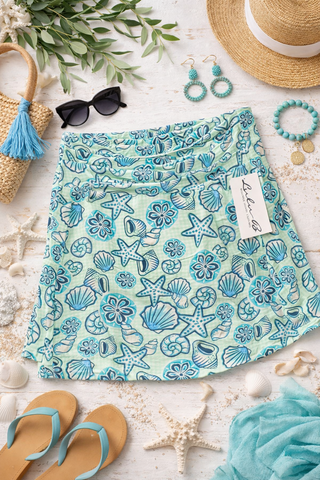 LuLu B Gingham Shells Zip Skort