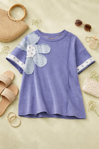 Umgee French Terry Flower Top