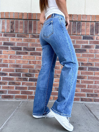 Judy Blue Mid Rise Vintage Wash Wide Leg