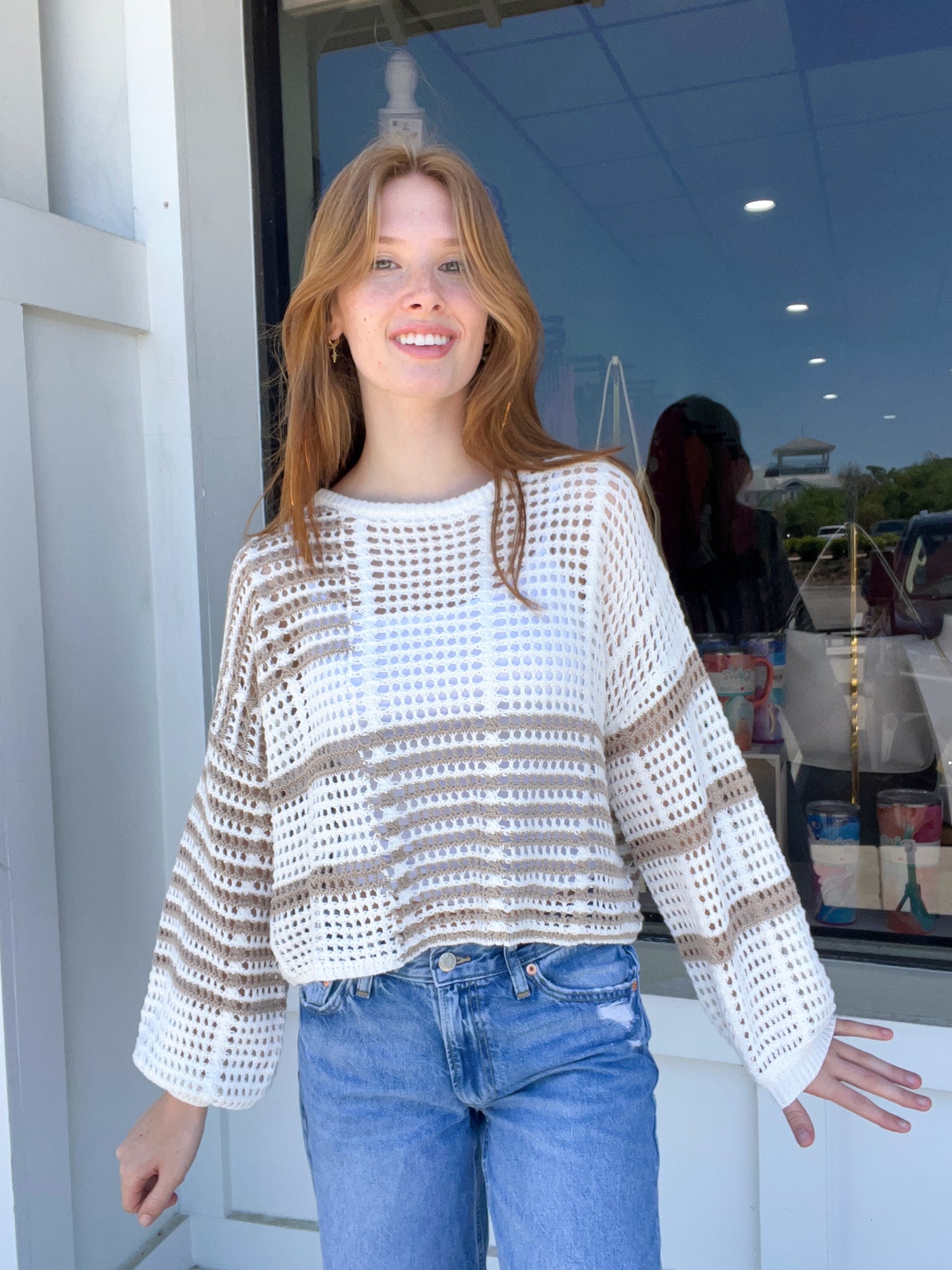 Crochet Stripe Block Sweater