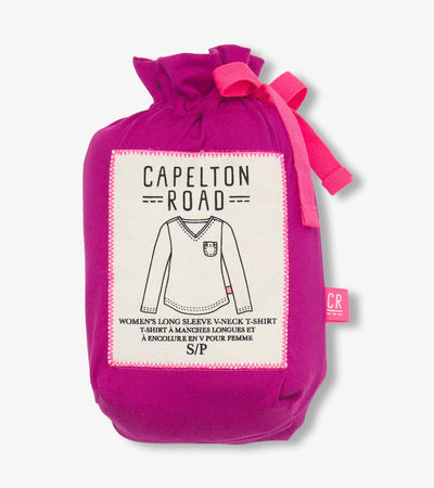 Capelton Road V-Neck PJ Long Sleeve Tee In A Bag - Rose Violet