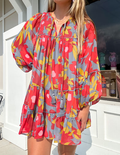 Floral Chiffon Boho Tier Dress