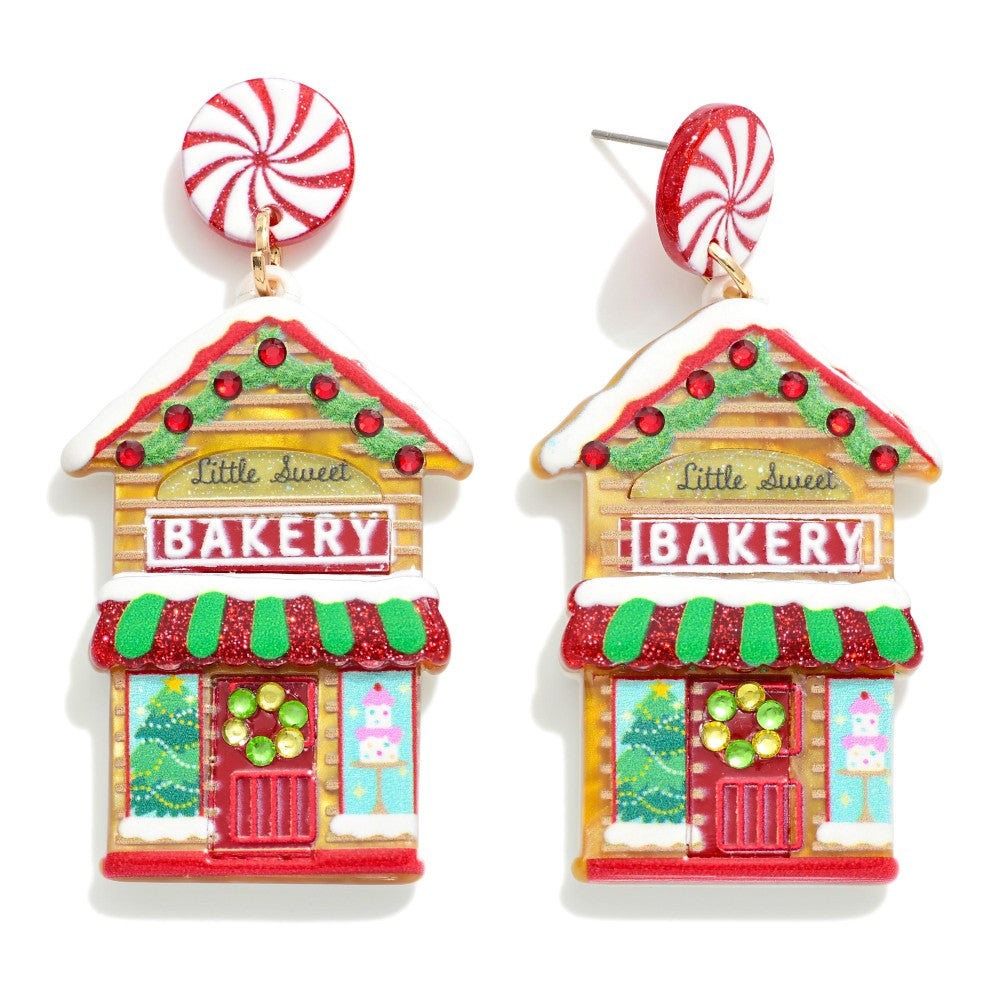 Acetate Christmas Bakery Post Drop Earrings