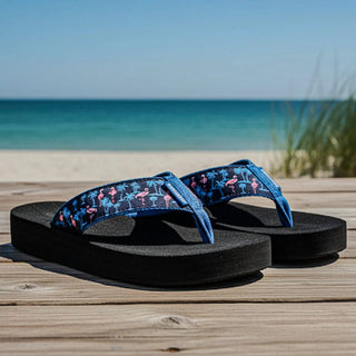 A Flamingo's Paradise Flip Flops