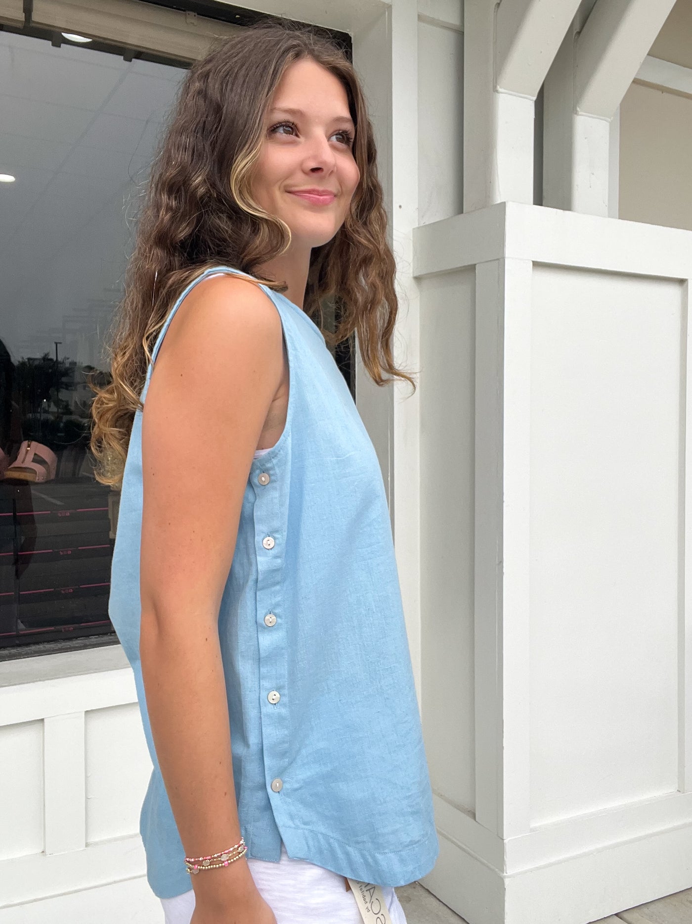 Nellie Sleeveless Button Top