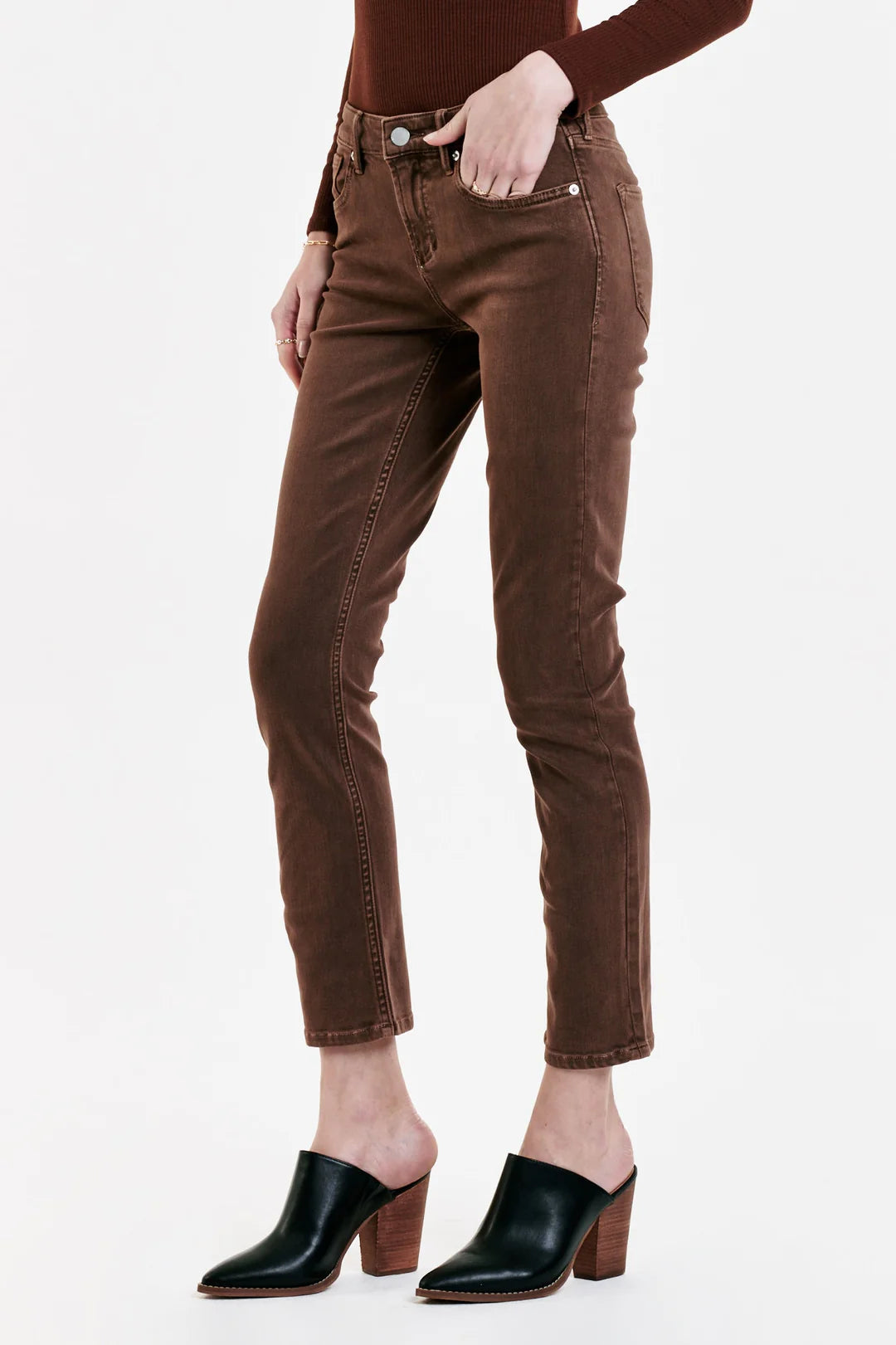 Dear John Blaire Root Beer High Rise Ankle Slim Straight Jeans