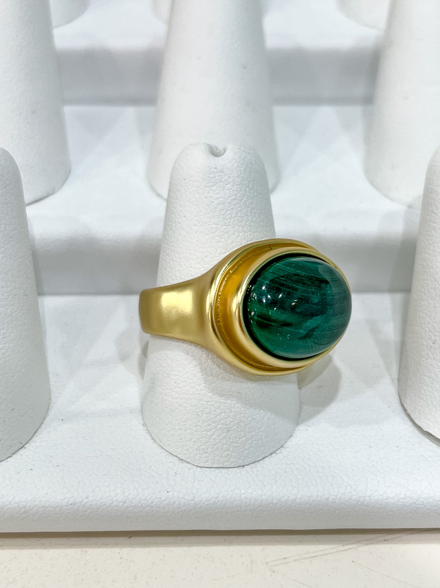 Spartina Oval Stone Ring Green Malachite