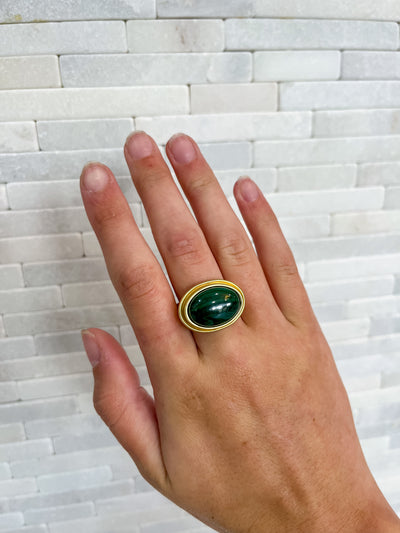 Spartina Oval Stone Ring Green Malachite