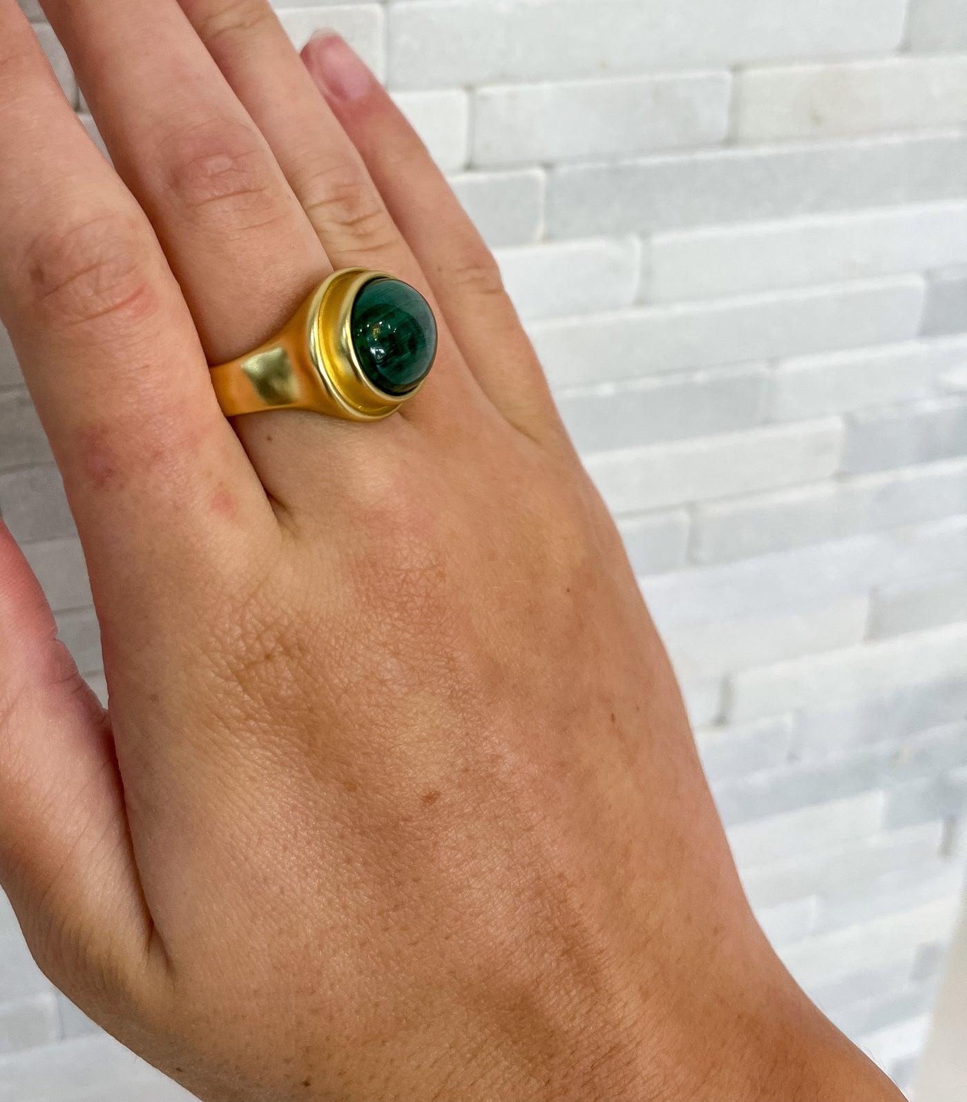 Spartina Oval Stone Ring Green Malachite